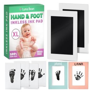 imageLuna Bean 4Pack Baby Footprint Kit  Ink Pad for Baby Hand and Footprints  NonToxic  Dog Paw Print Kit 13pcs