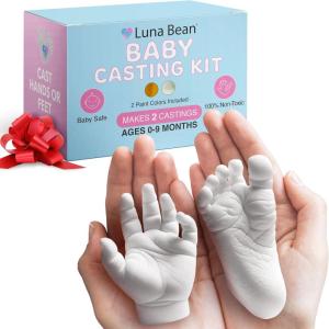 imageLuna Bean Baby Footprint Hand Casting Kit  Baby Monthly Milestone Casting Kit  New Mom Gifts2 Castings Kit