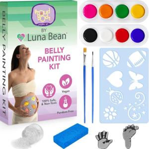 imageLuna Bean Pregnancy Belly Painting Kit  Made with Vegan Paraben Free Safe and NonToxic Body Paint  Gift for Baby Shower Expecting Mom to Be Gifts