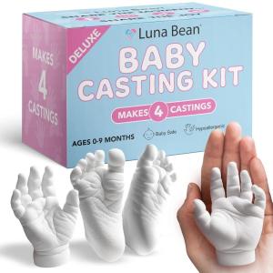 imageLuna Bean Baby Footprint ampamp Hand Casting Kit 4 Pack Newborn Keepsake Foot Hand Mold Kit  Baby Shower New Mom Gifts4 Castings Kit